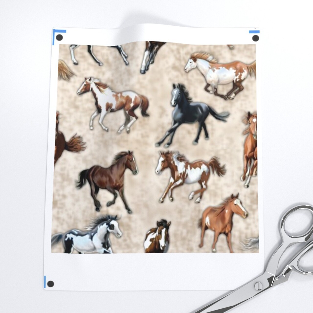Paint Horses Tan Brown Animals Horse Custom Printed Fabric by Spoonflower Various Fabrics by the Yard or Fat Quarter